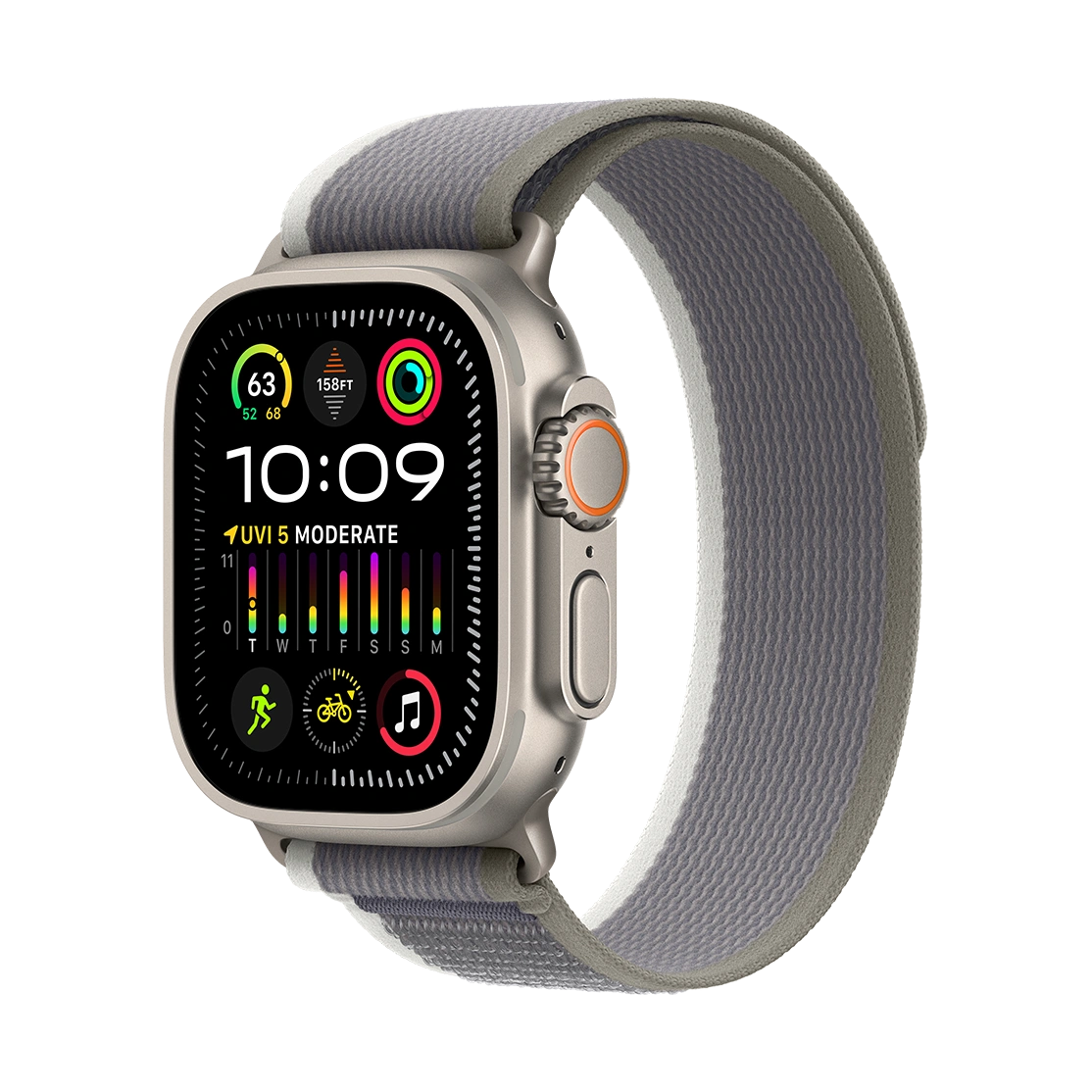Apple Watch Ultra 2 Titanium Case with Green/Gray Trail Loop