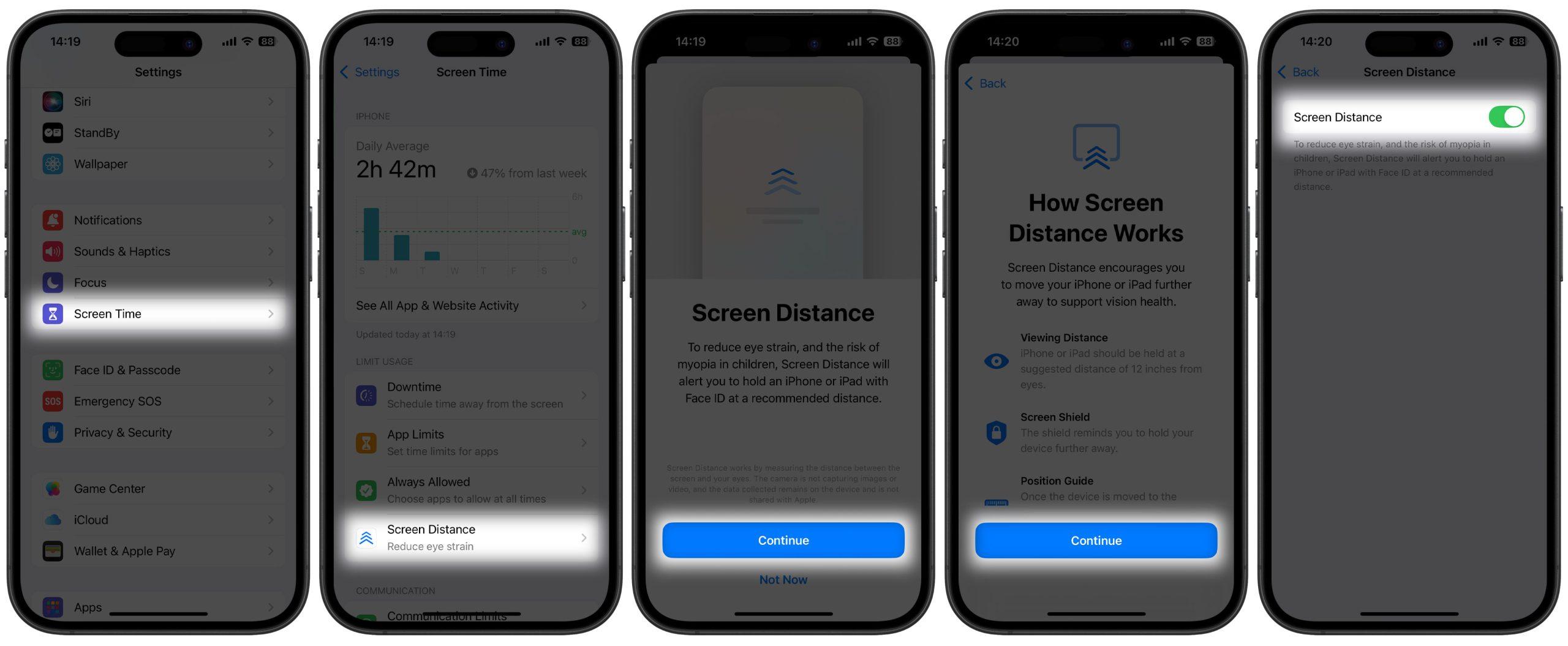فعال سازی Screen Distance در گوشی آیفون