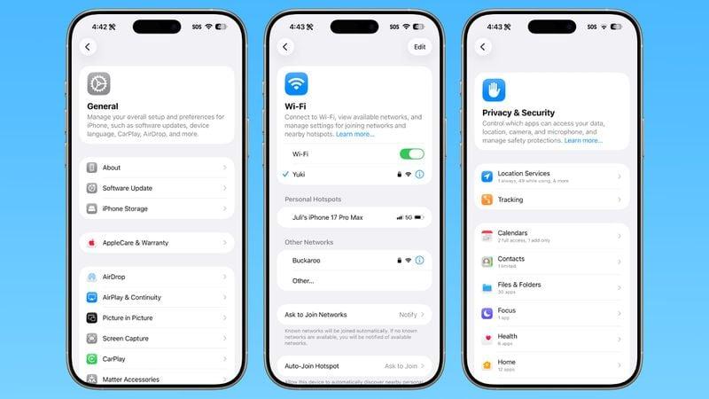iOS 26.1 آپدیت جدید با تنظیمات پیشرفته و بهبود امنیت گوشی آيفون