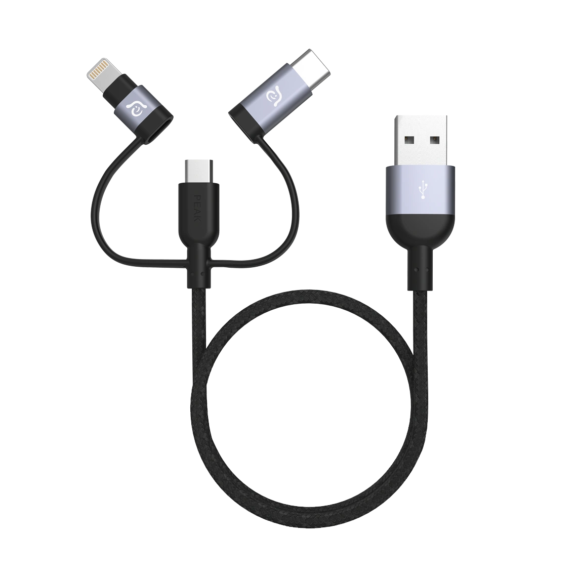 Adam Elements PeAk II Trio 120B MFi Lightning Cable & USB-C & Micro USB 1.2m