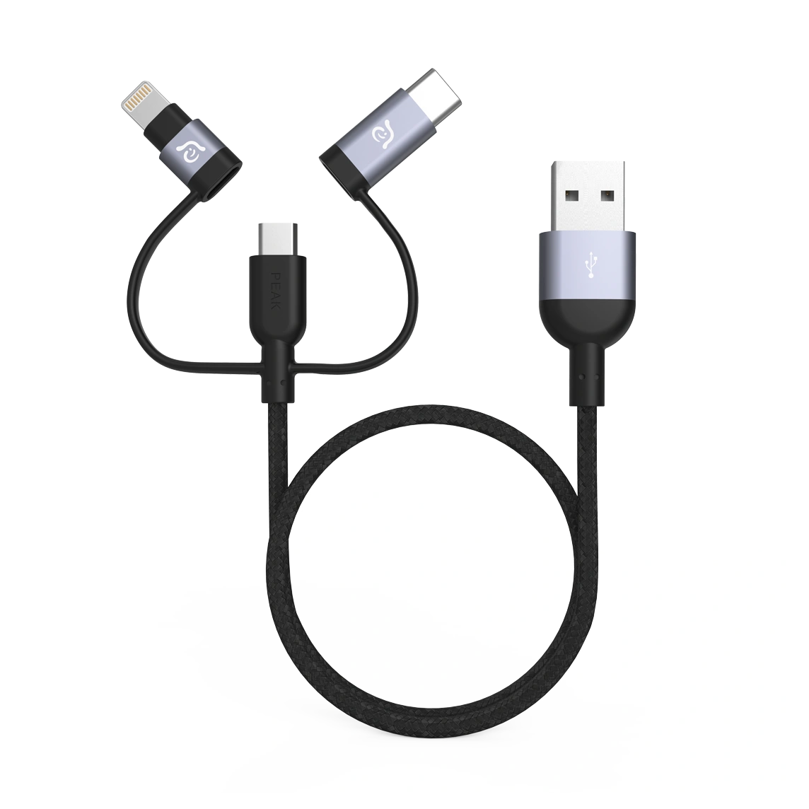 Adam Elements PeAk II Trio 120B MFi Lightning Cable & USB-C & Micro USB 1.2m