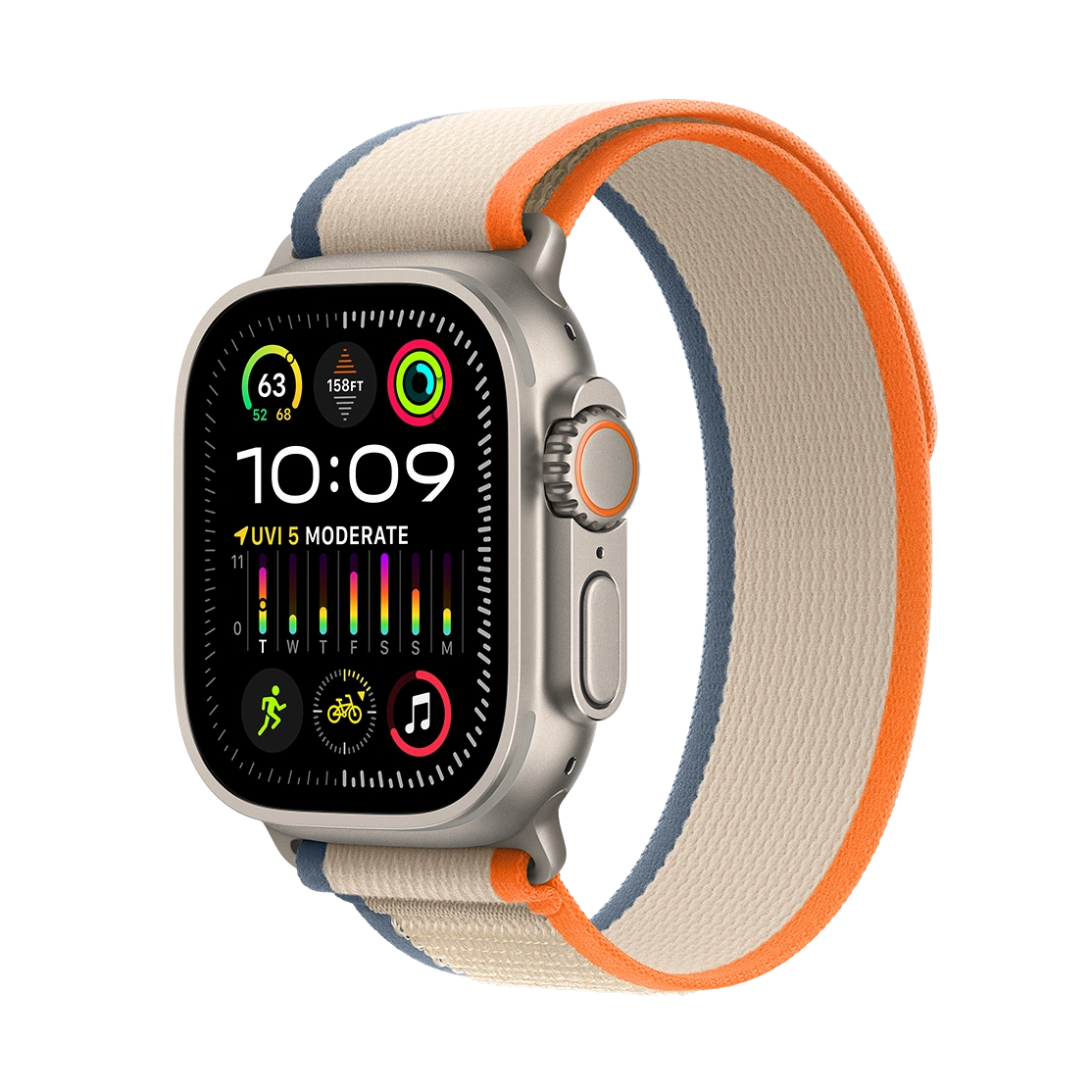  Apple Watch Ultra 2 Titanium Case with Orange/Beige Trail Loop