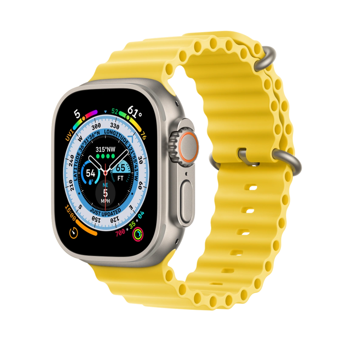 Apple Watch Ultra Titanium Case with Yellow Ocean Band