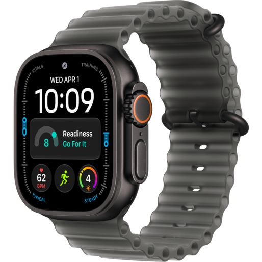 Apple Watch Ultra 4 Titanium Black Case with Translucent Black Ocean Band